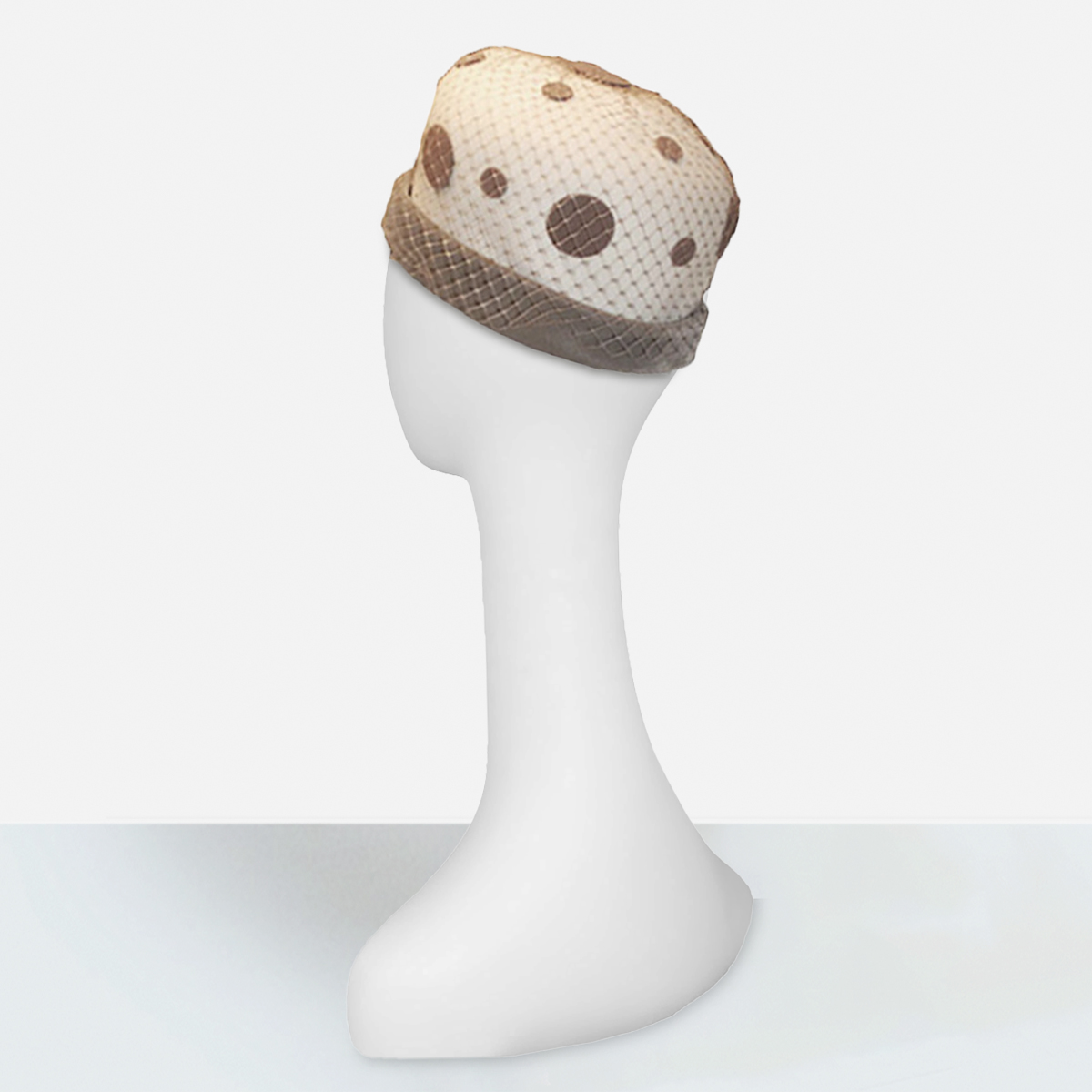 Cream Polka Dot Turban hat