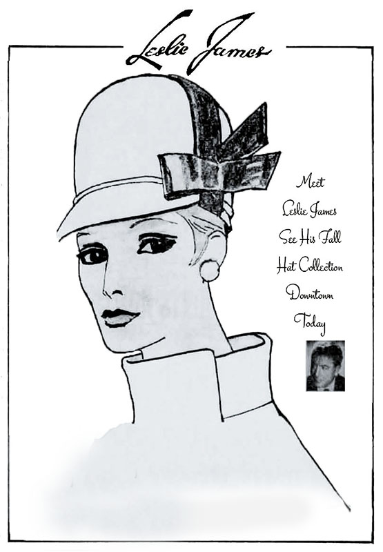 Leslie James milliner advertisement 1960s