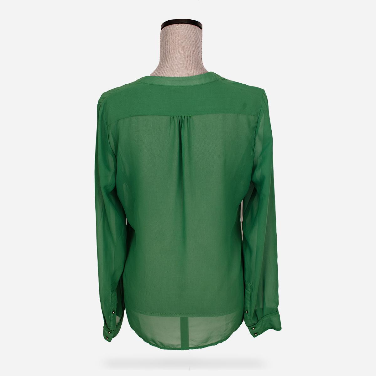 green semi-sheer blouse