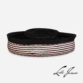 signed Leslie Breton black and white hat