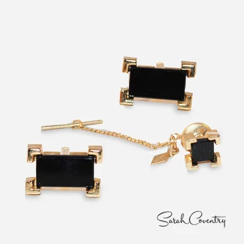 signed Sarah Coventry onyx cufflinks set