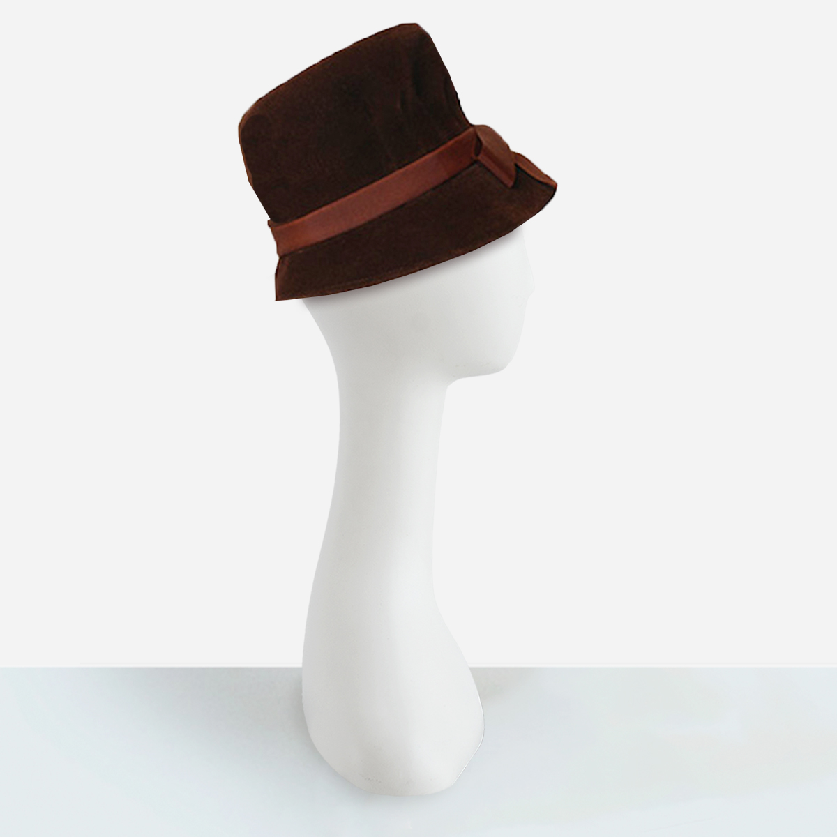 1940s Tall Hat, brown velvet