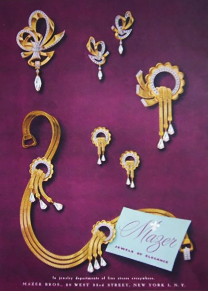 MAZER 1947 Gold Jewels of Elegance Color Ad