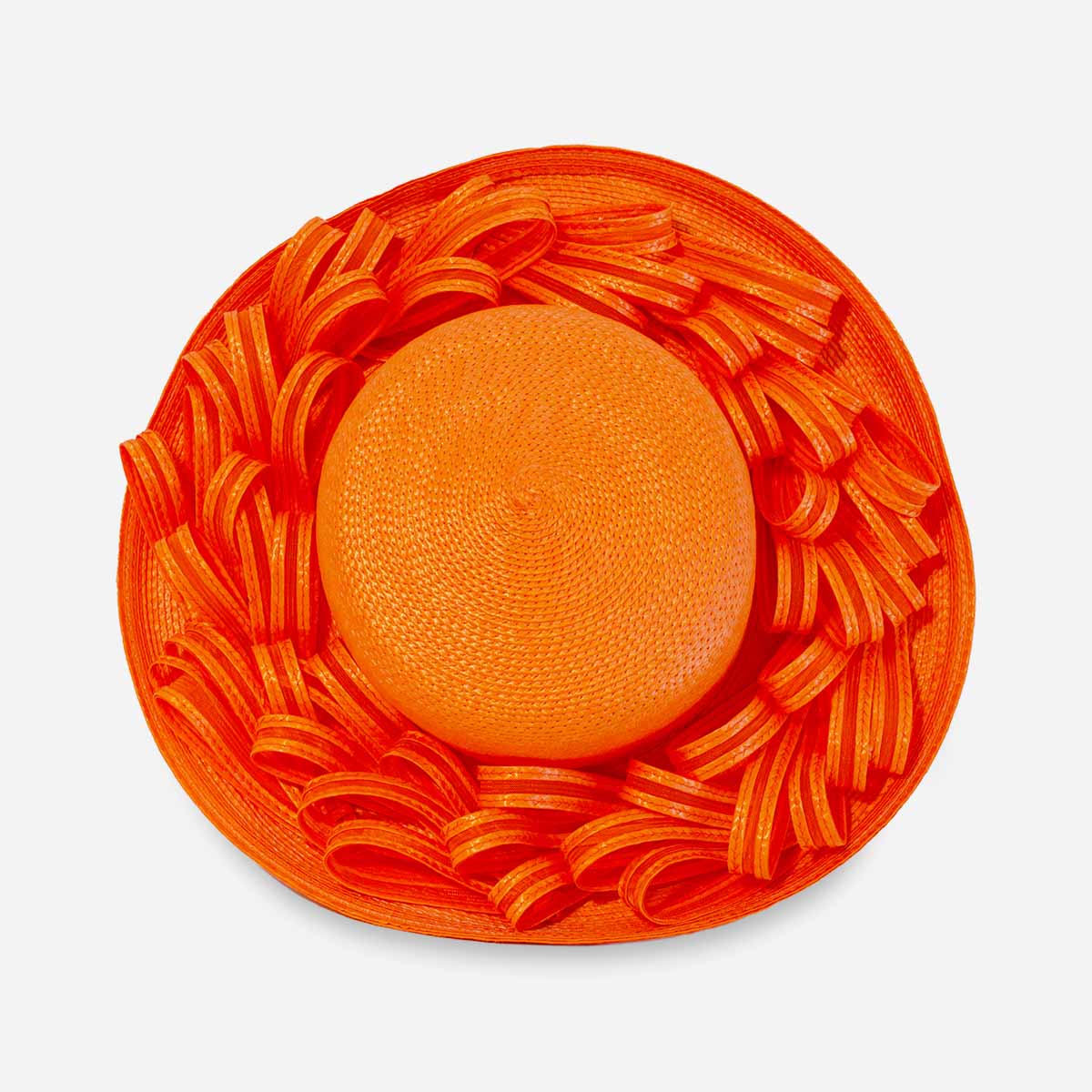 Orange straw widebrim hat