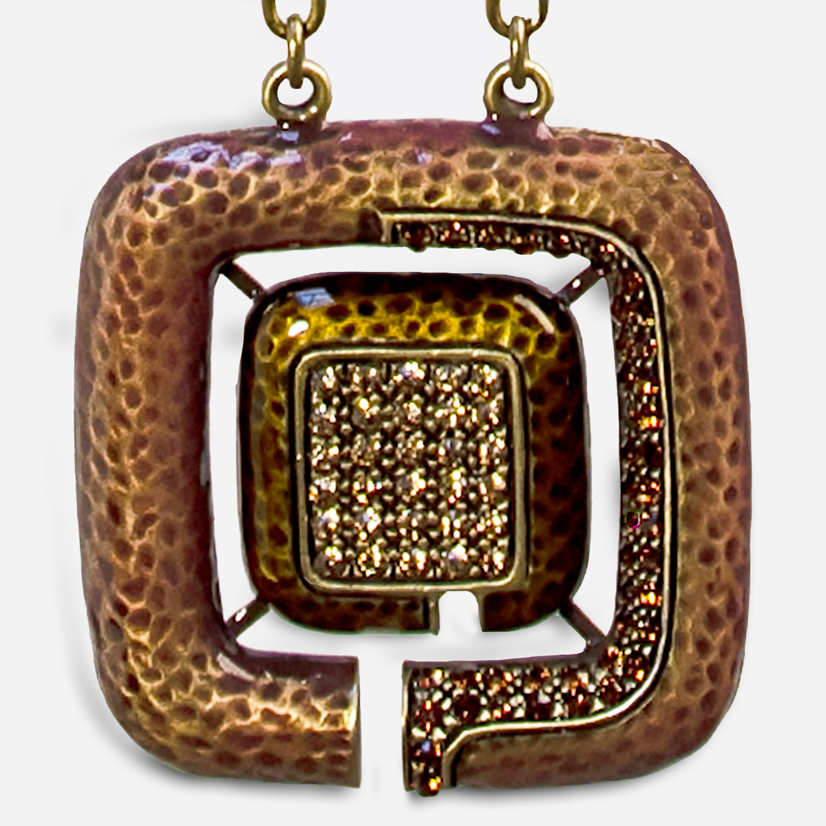 vintage jeweled square pendant