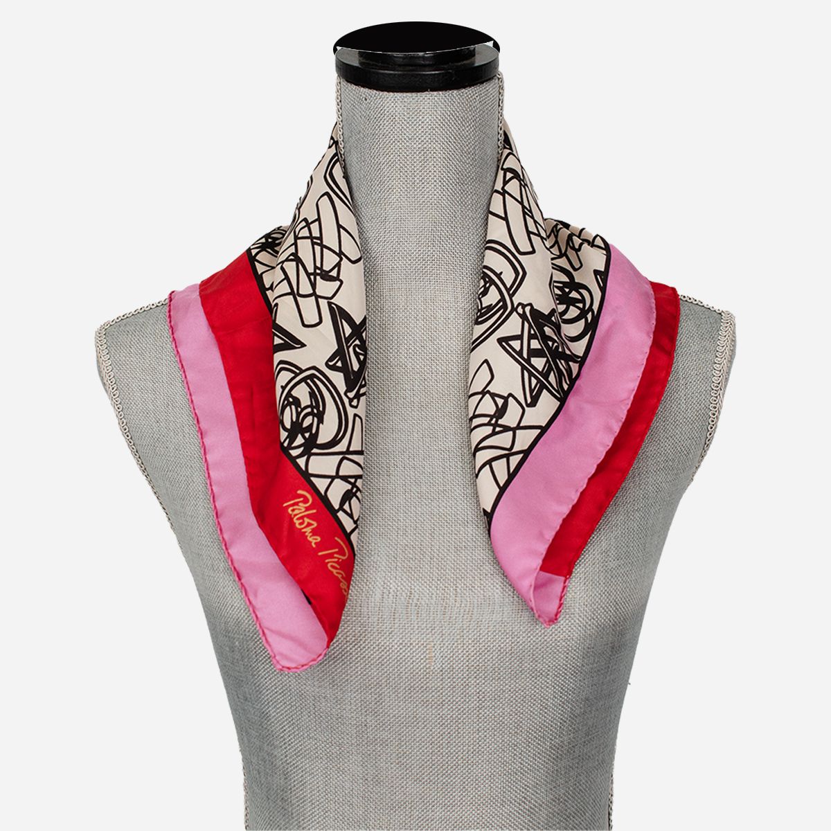 vintage 1980s pink and red silk scarf