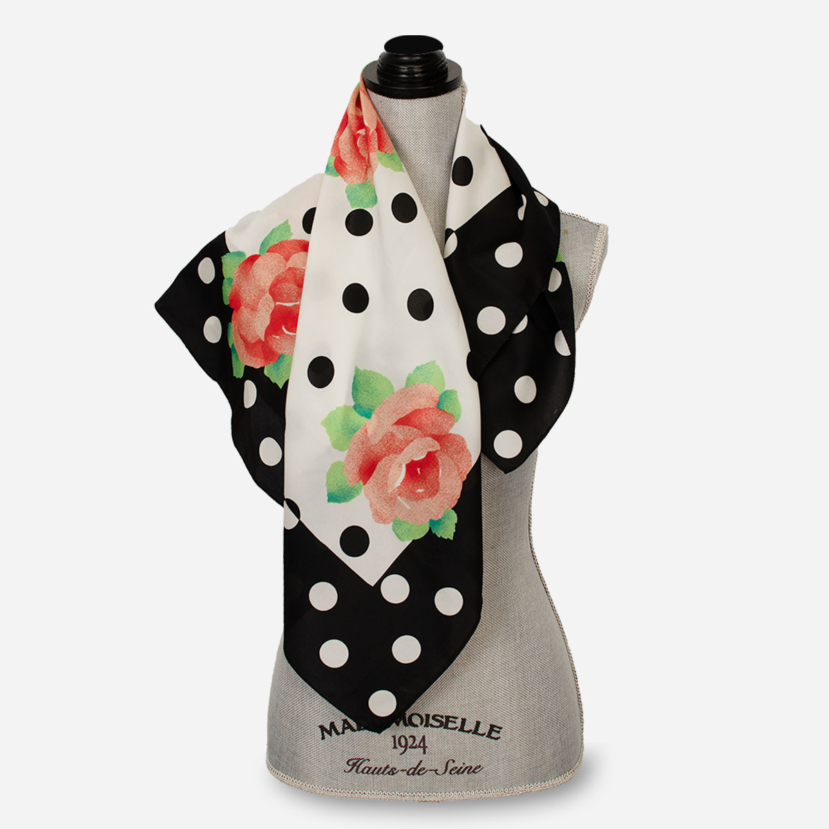 black and white polka dot scarf