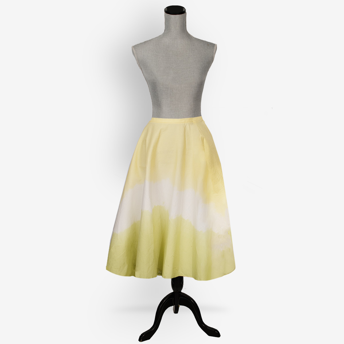 vintage swing skirt, yellow, green and white, midi length