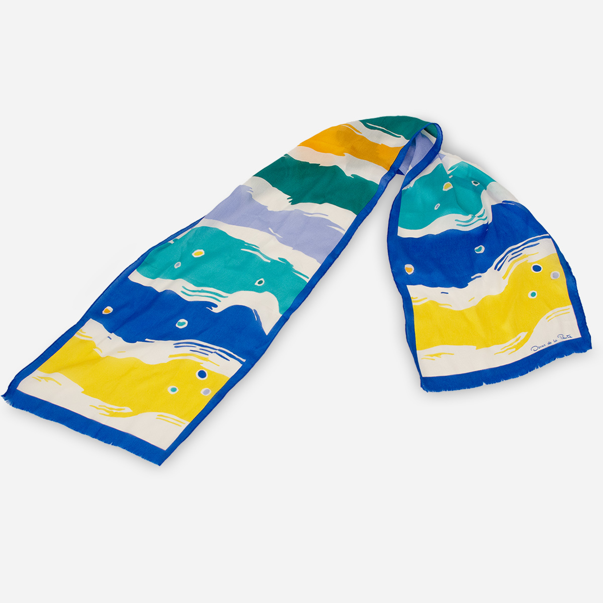 oscar de la renta long scarf, orange, yellow, blue