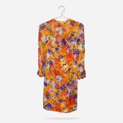 1950s Silk Chiffon Floral Dress