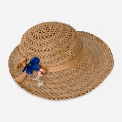 1950s straw hat with blue silk flowers