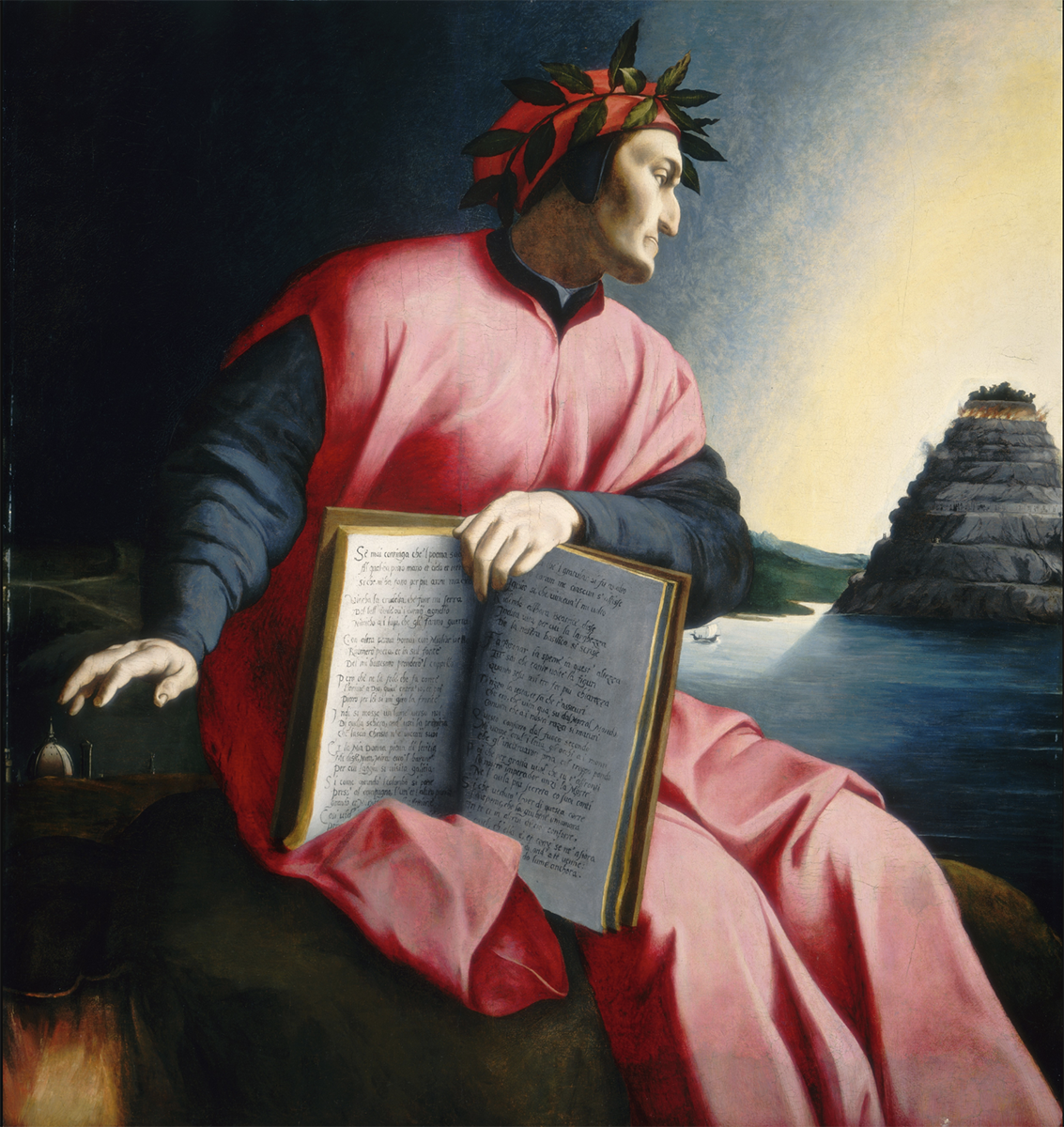 Allegorical Portrait of Dante. the color pink was considered manly in the 16th century