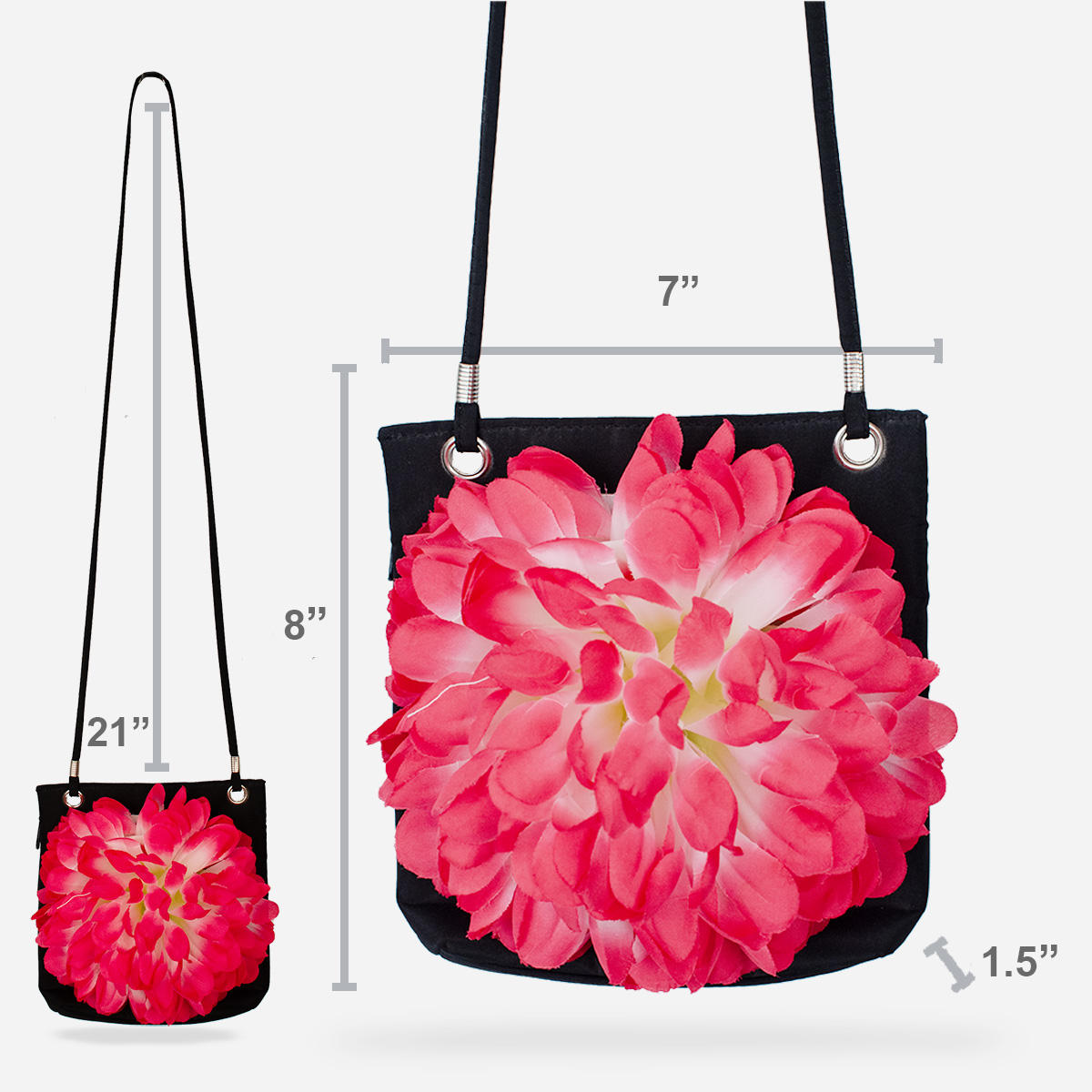 Pink flower bag size