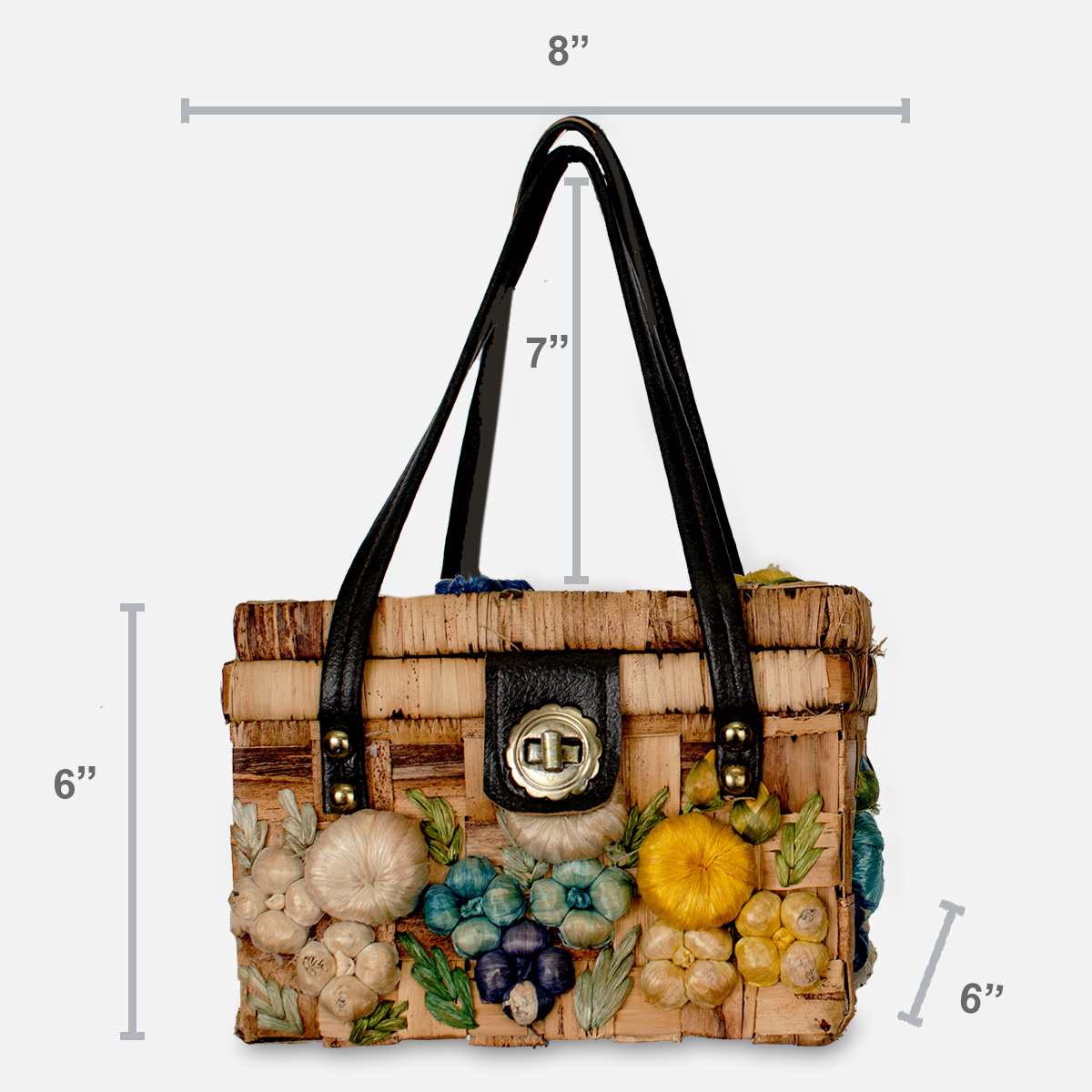 1960s Straw Flower Box Bag