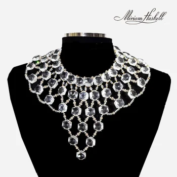 signed Miriam Haskell Lucite Bib Necklace