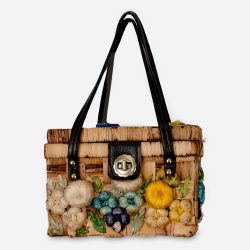 1960s straw flower box bag