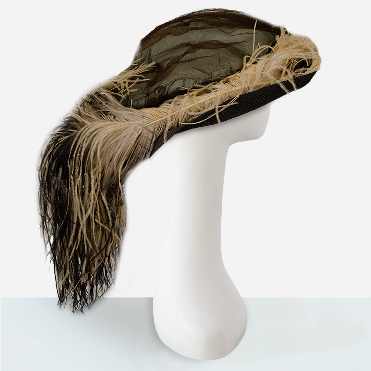 Antique parisian hat with ostrich plumes