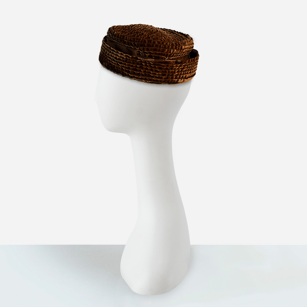 Brown Velvet PIllbox hat