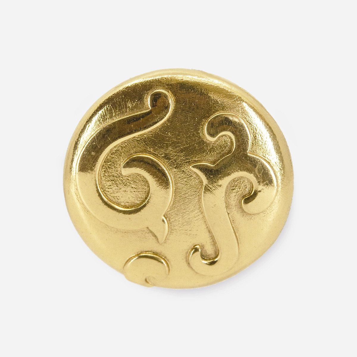 vintage Yves Saint Laurent round gilt Gold Brooch