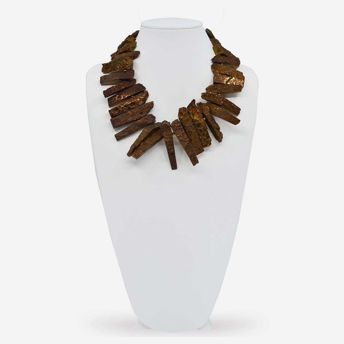 1980s Kenneth Jay Lane Bronze Brutalist necklace