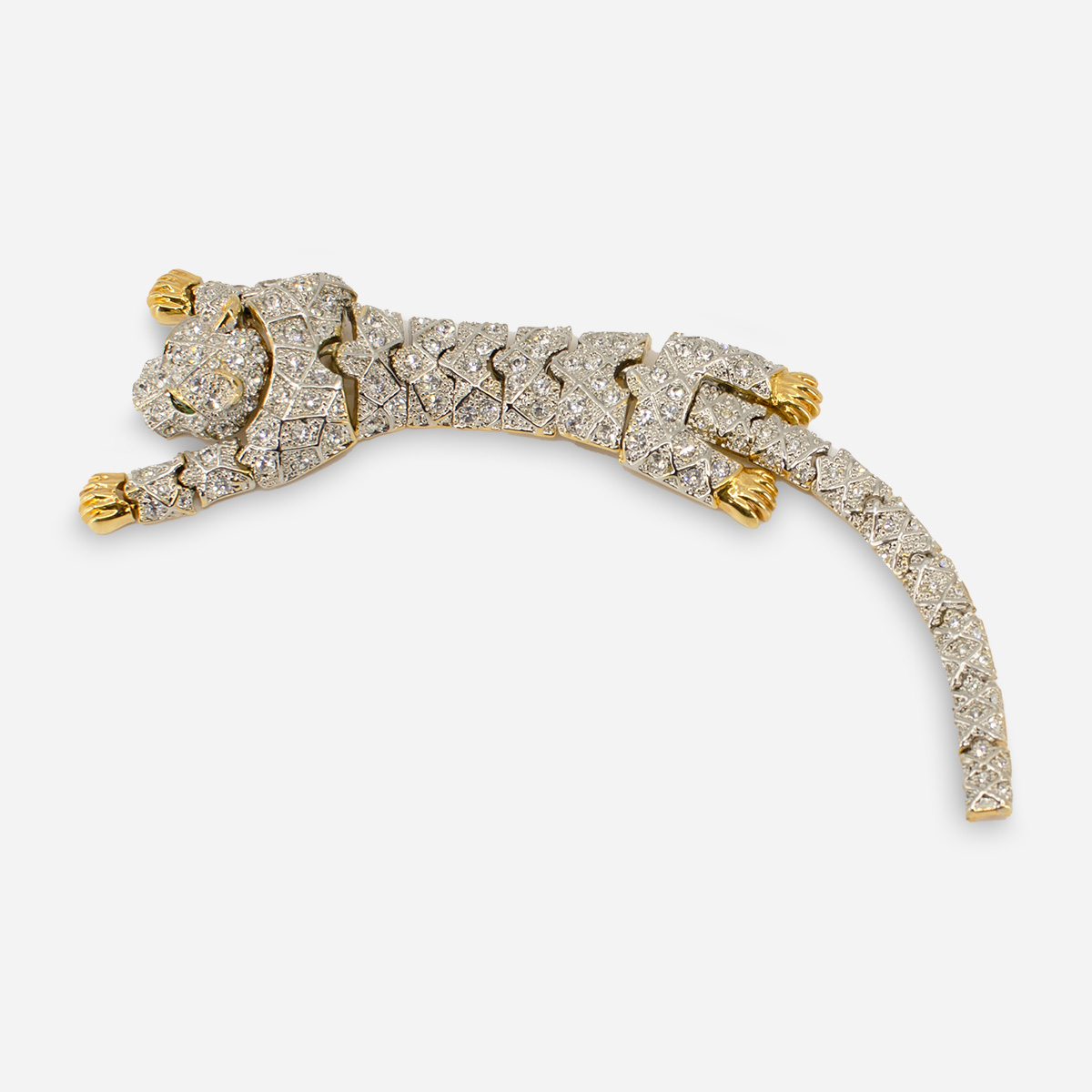 1980s crystal leopard shoulder brooch