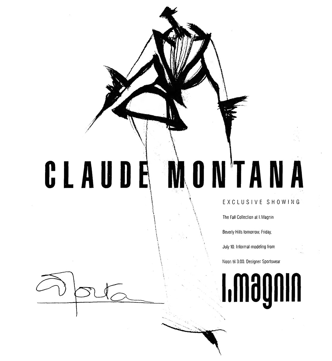 Claude Montana sketch ad 1992