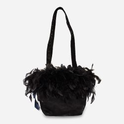 black feather handbag