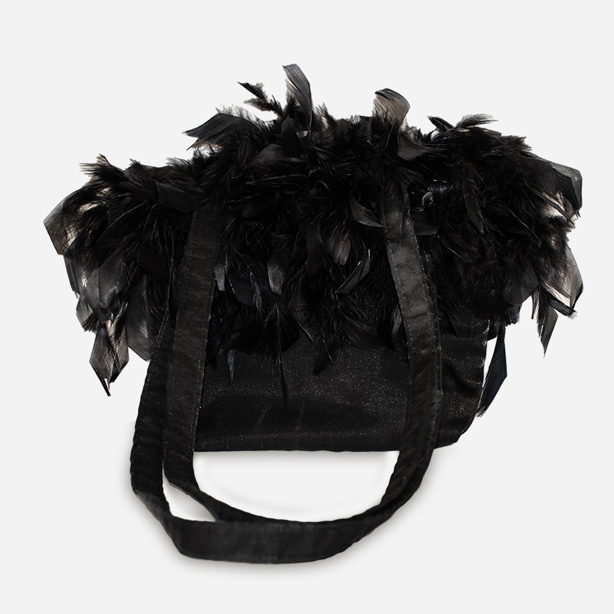 black feather purse