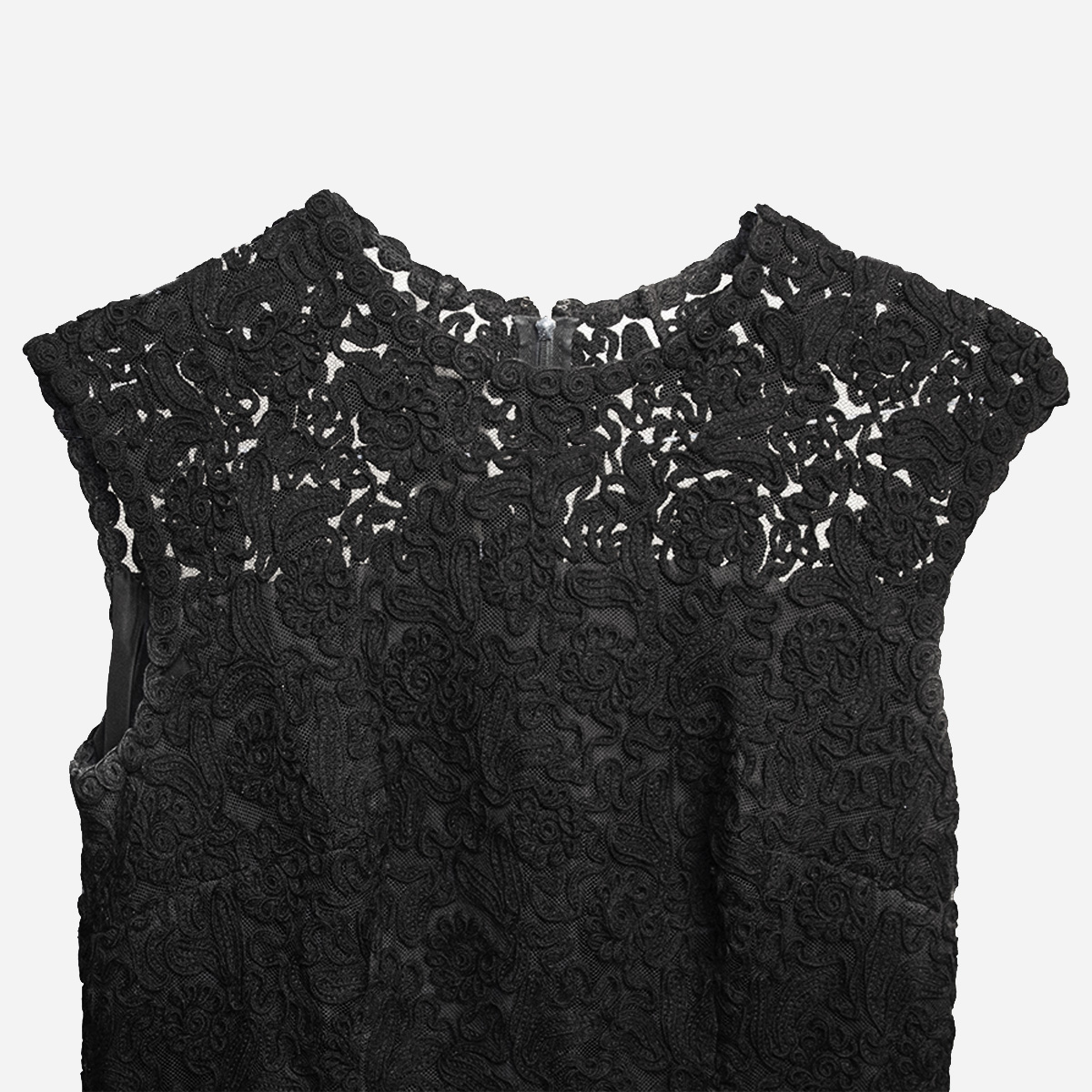 black lace dress rounded neckline