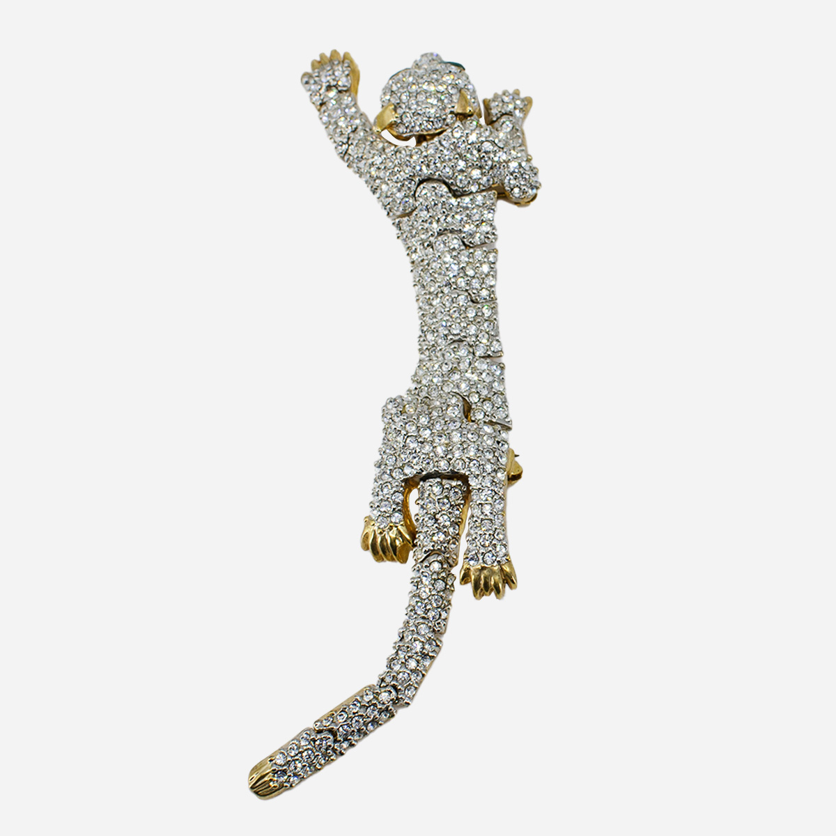 crystal pave leopard brooch