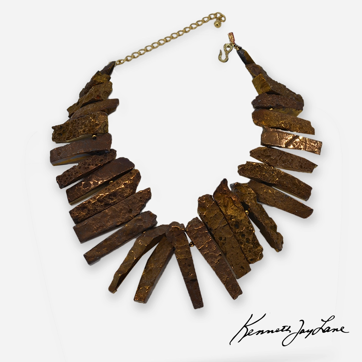 signed Kenneth Jay Lane bronze necklace