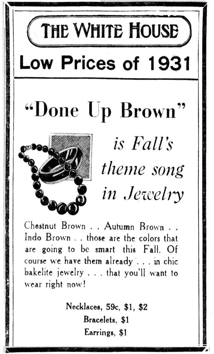 1931 Bakelite jewelry advertisement