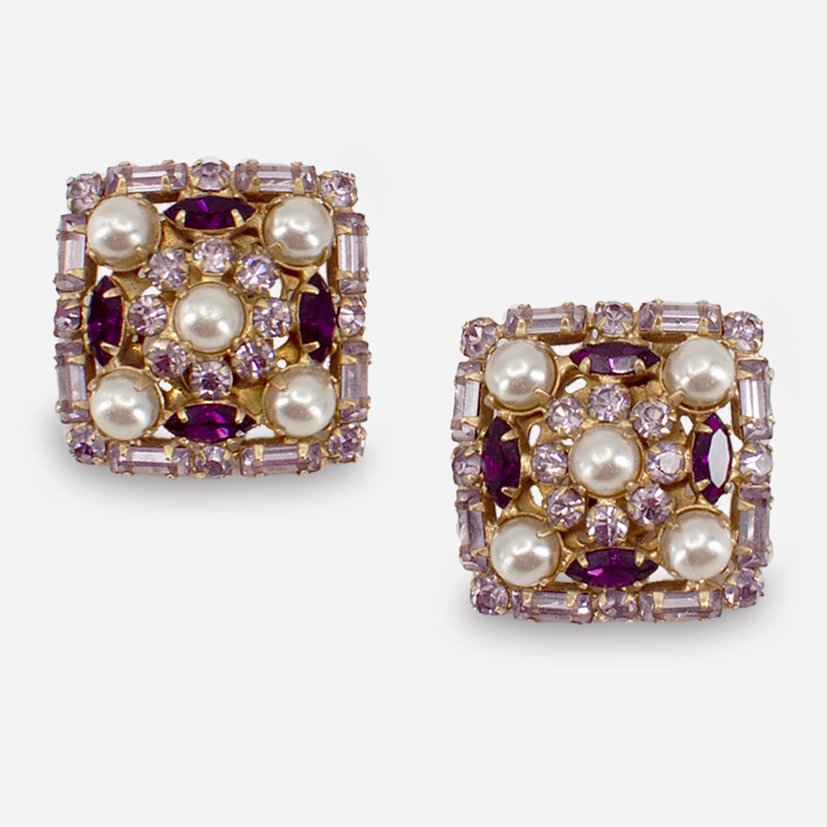 Alice Caviness Purple Amethyst clip earrings