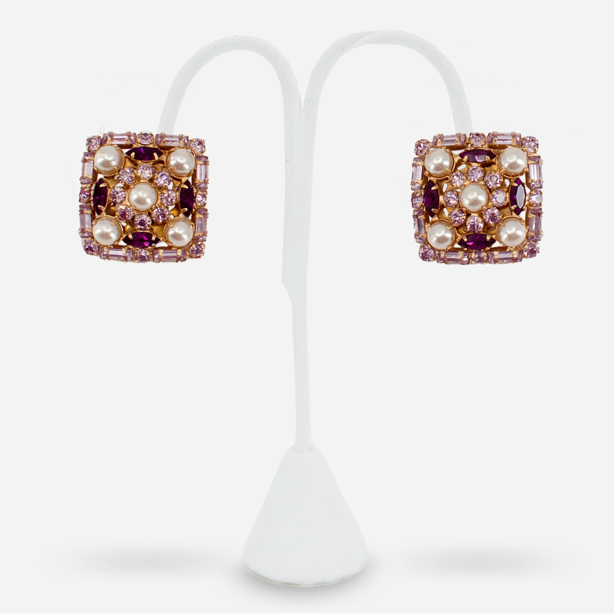 vintage amethyst rhinestone earrings