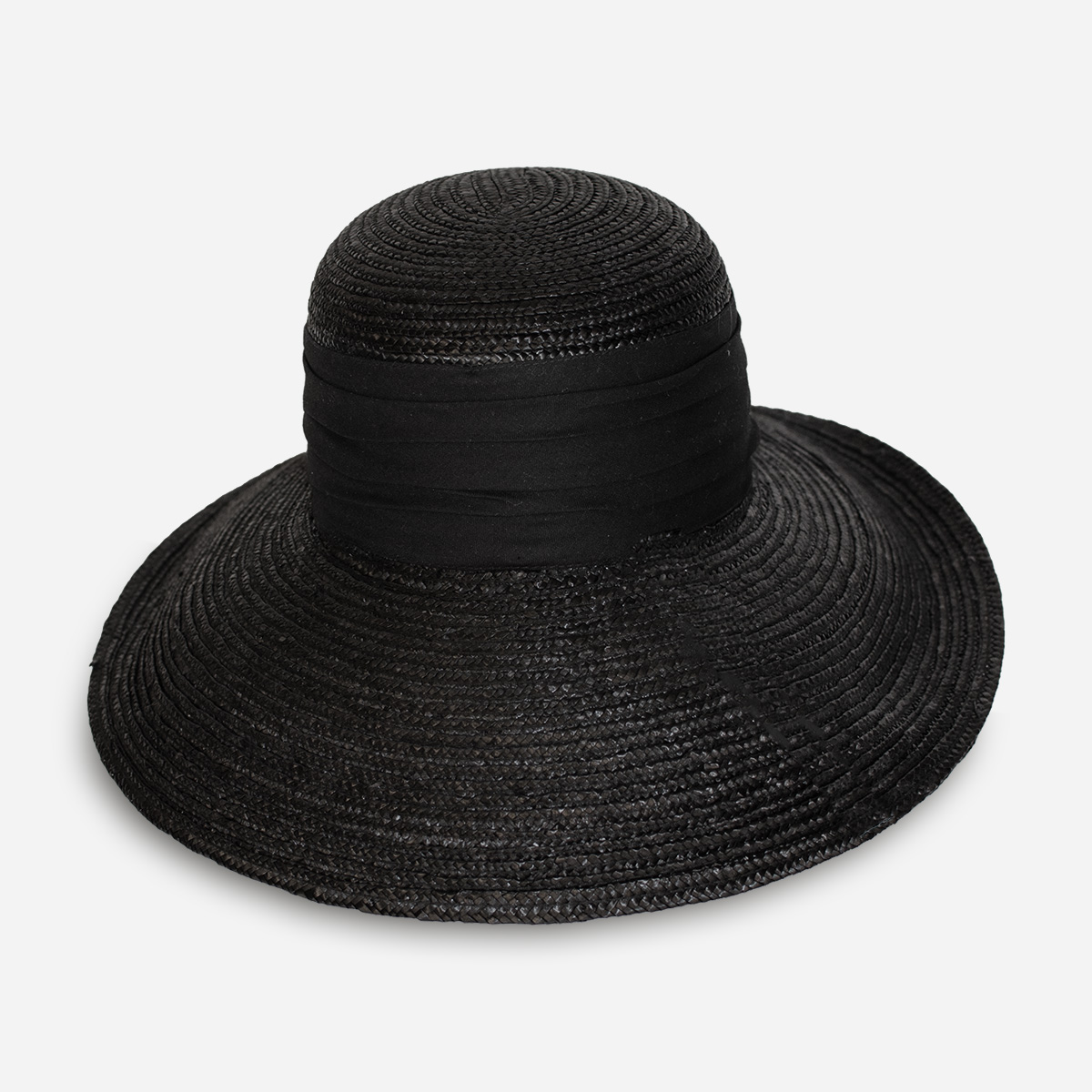 black straw capeline hat