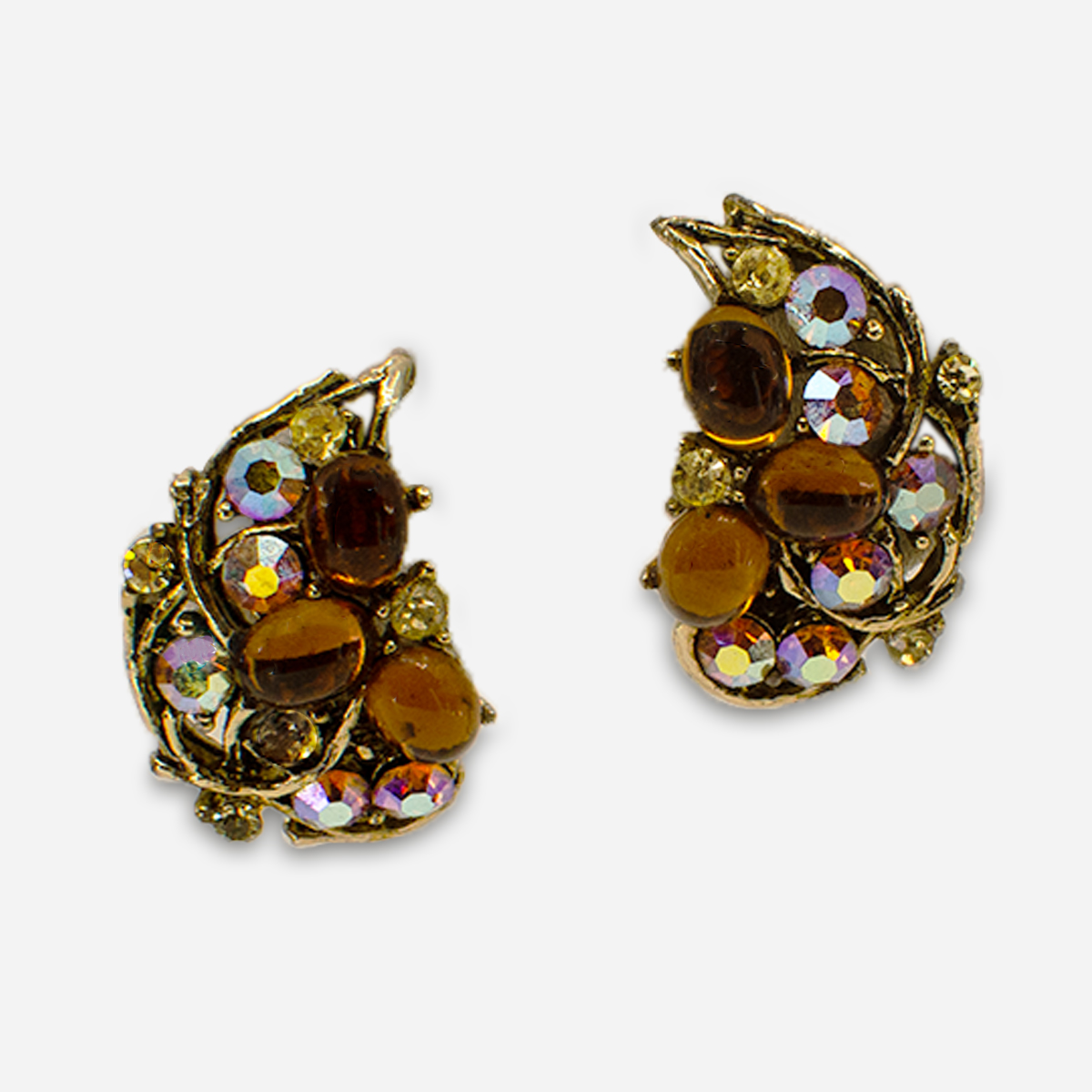 vintage Aurora Borealis rhinestone earrings