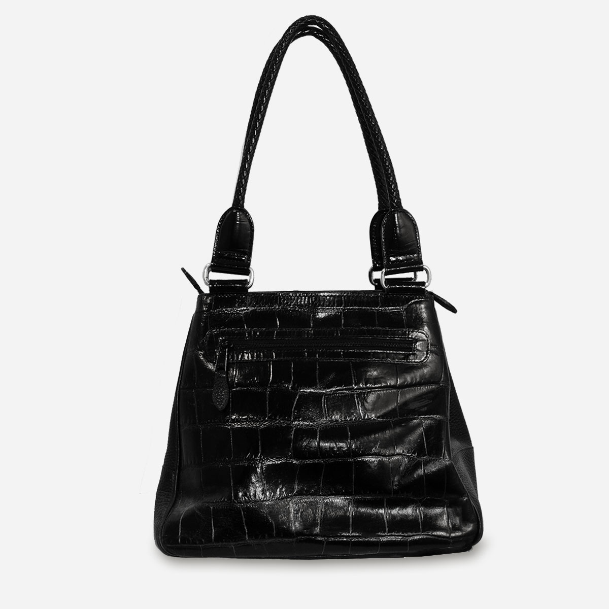 vintage black leather handbag