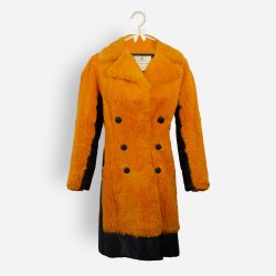 70s Car Coat rabbit and black leather coat