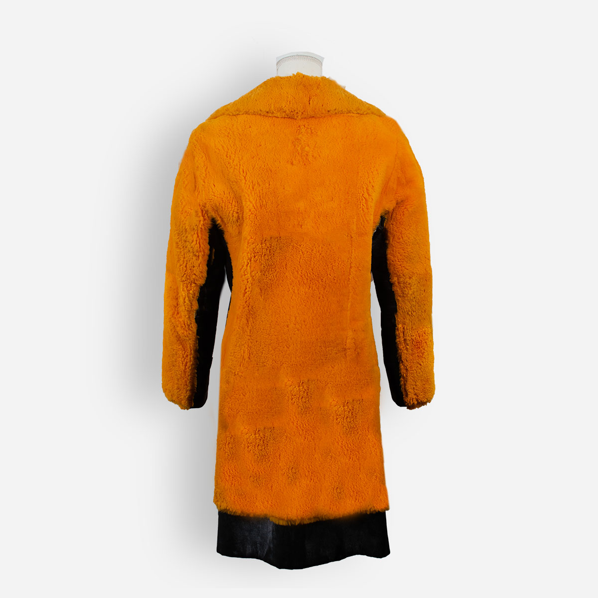 vintage womens coat, orange fur, black ladder