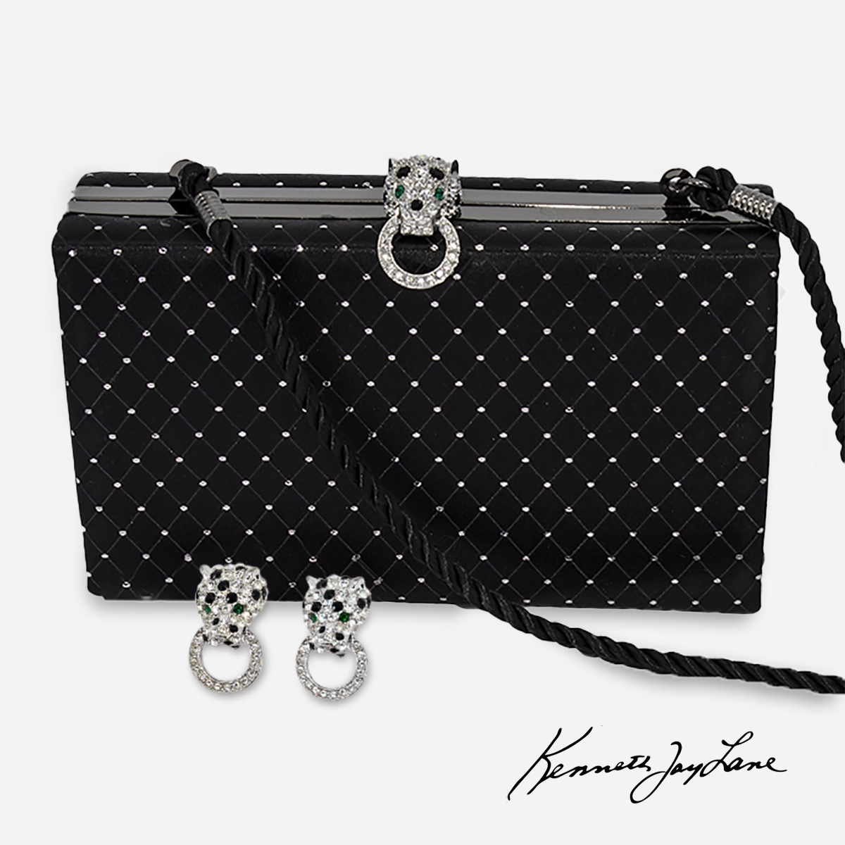 Kenneth Jay Lane bag & Panther Earrings