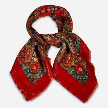 Vintage Red Paisley Scarf - Shawl