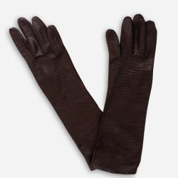 Vintage Hanson Long Gloves, Brown Faux Snakeskin