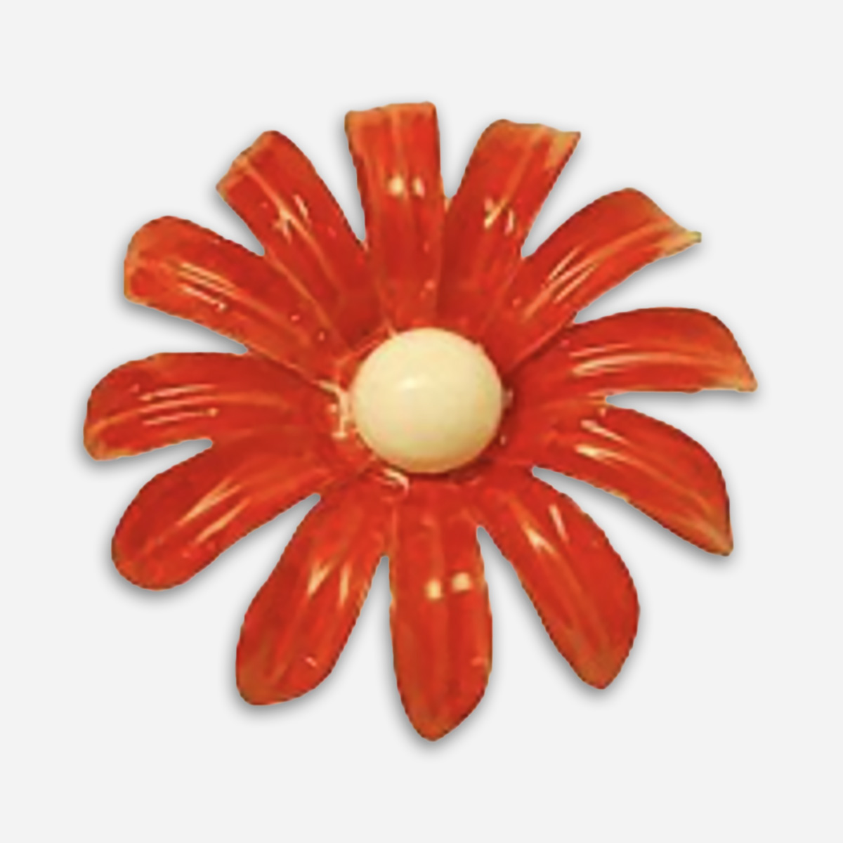 1960s red enamel flower brooch