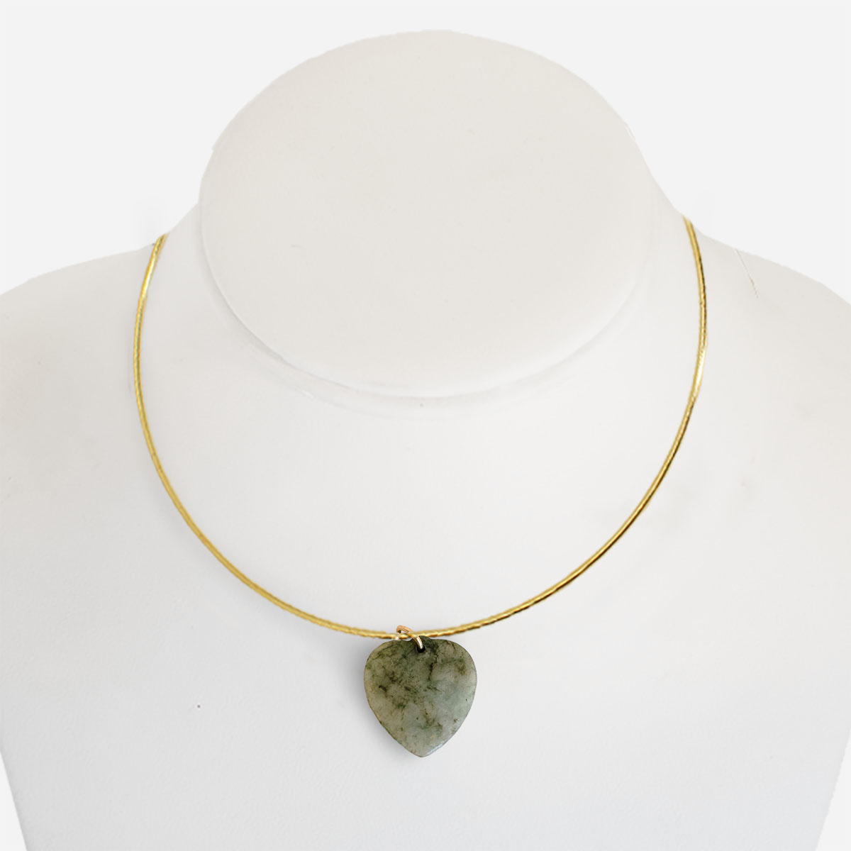 vintage 70s jade heart pendant