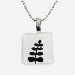 vintage Glass fern pendant necklace