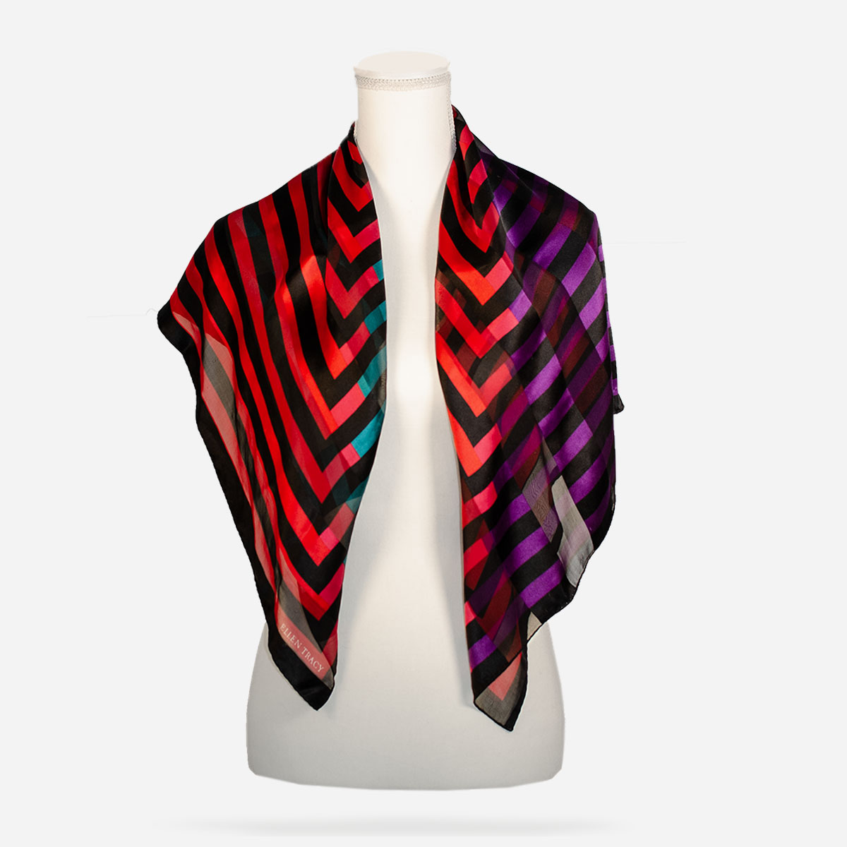 1980s ellen tracy multicolor striped scarf