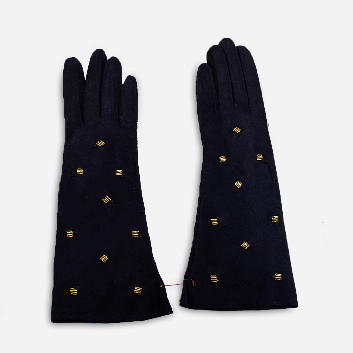 vintage French long navy gloves