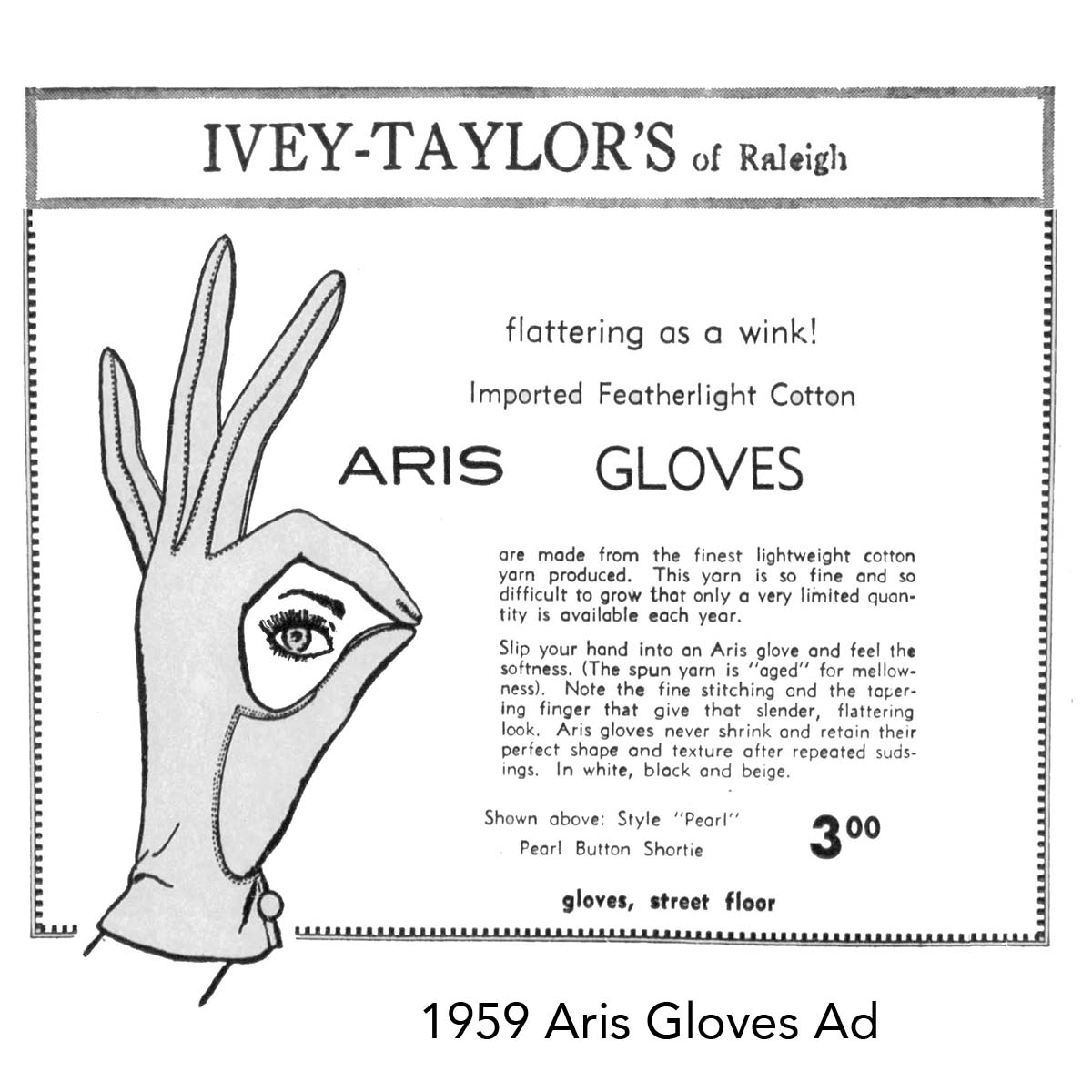 Aris gloves advertisement 1959