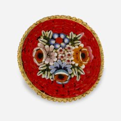 Vintage Red Micro Mosaic Glass Brooch