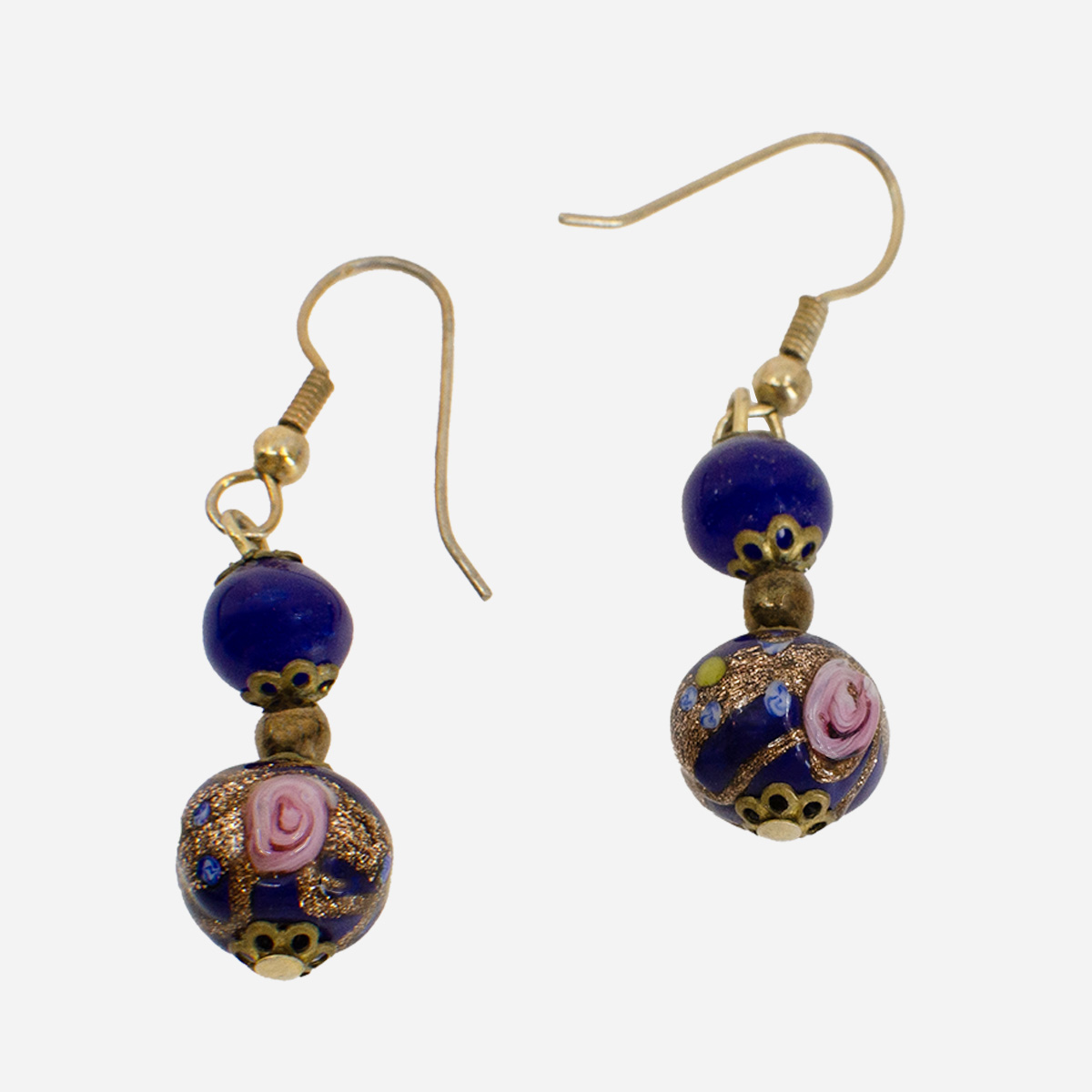 Vintage enamel beaded pierced earrings